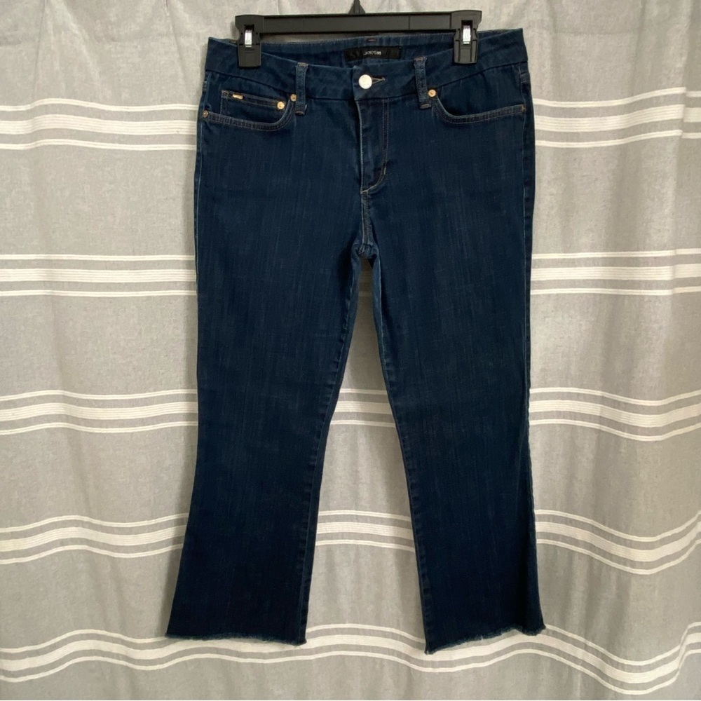 JOE'S / Ladies Honey Fit Crop Jeans Raw Hem Dark Washed Mid Rise Size 31